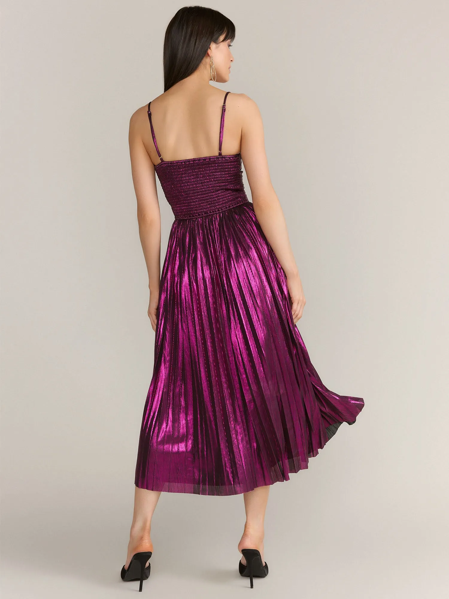 Flying Tomato Sleeveless Pleated Metallic Dress - Brands We Love