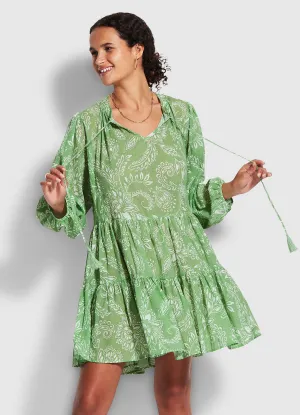 Folklore Tier Dress  - Green Tea