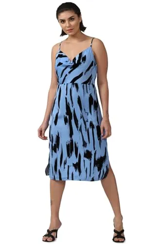 FOREVER 21 women's Satin Classic Knee-Length Dress (466827_Blue