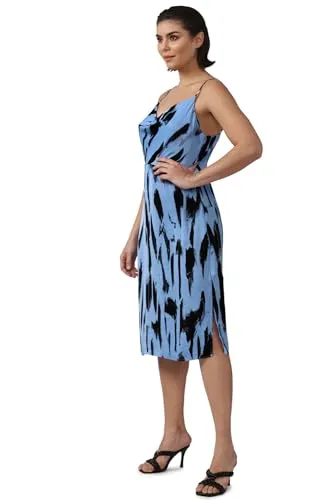 FOREVER 21 women's Satin Classic Knee-Length Dress (466827_Blue