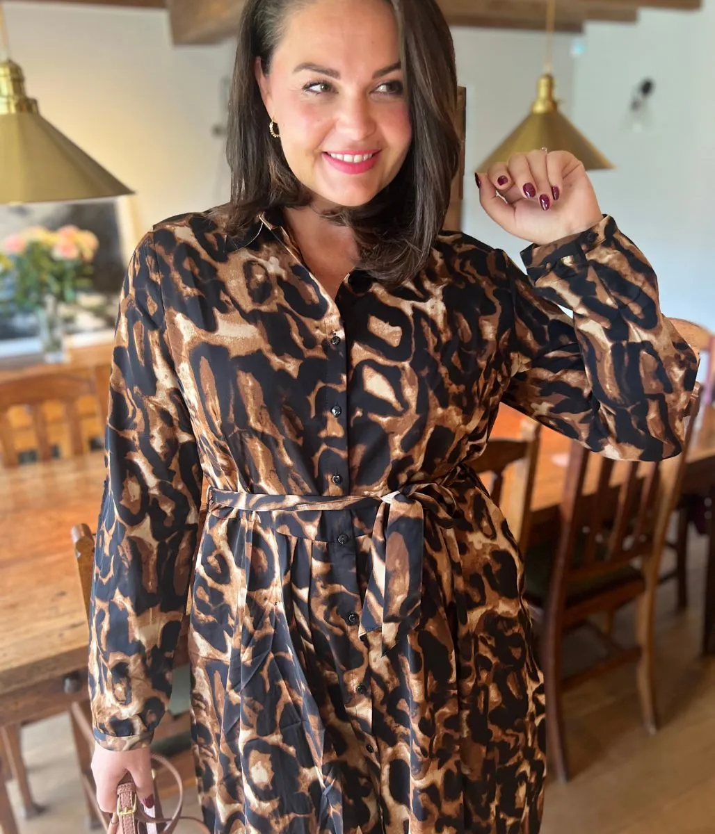 Freya Leopard Print Shirt Dress