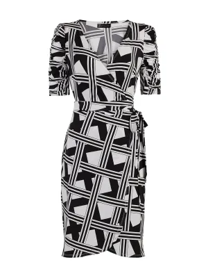 Graphic-Print Knit Wrap Dress