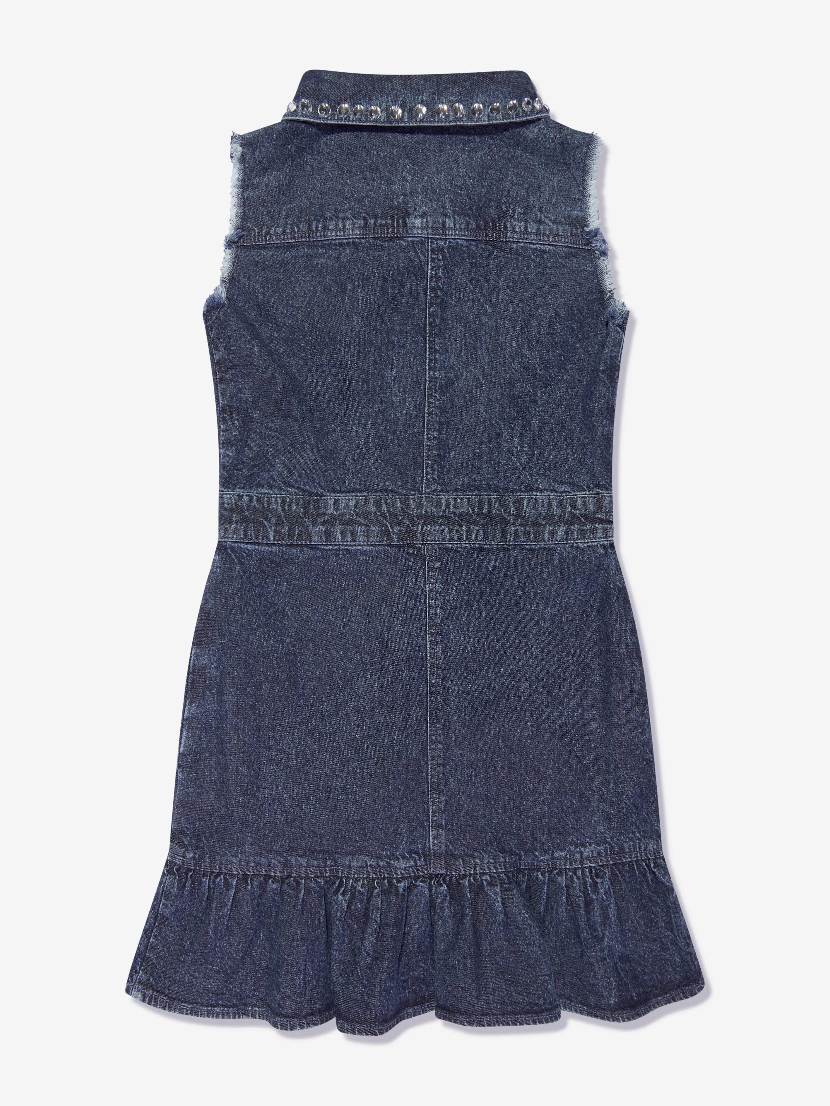 Guess Girls Sleeveless Denim Dress in Blue