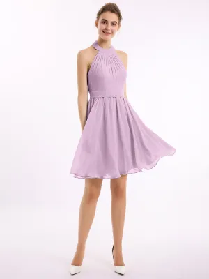 Halter Chiffon Short Bridesmaid Dresses-Wisteria