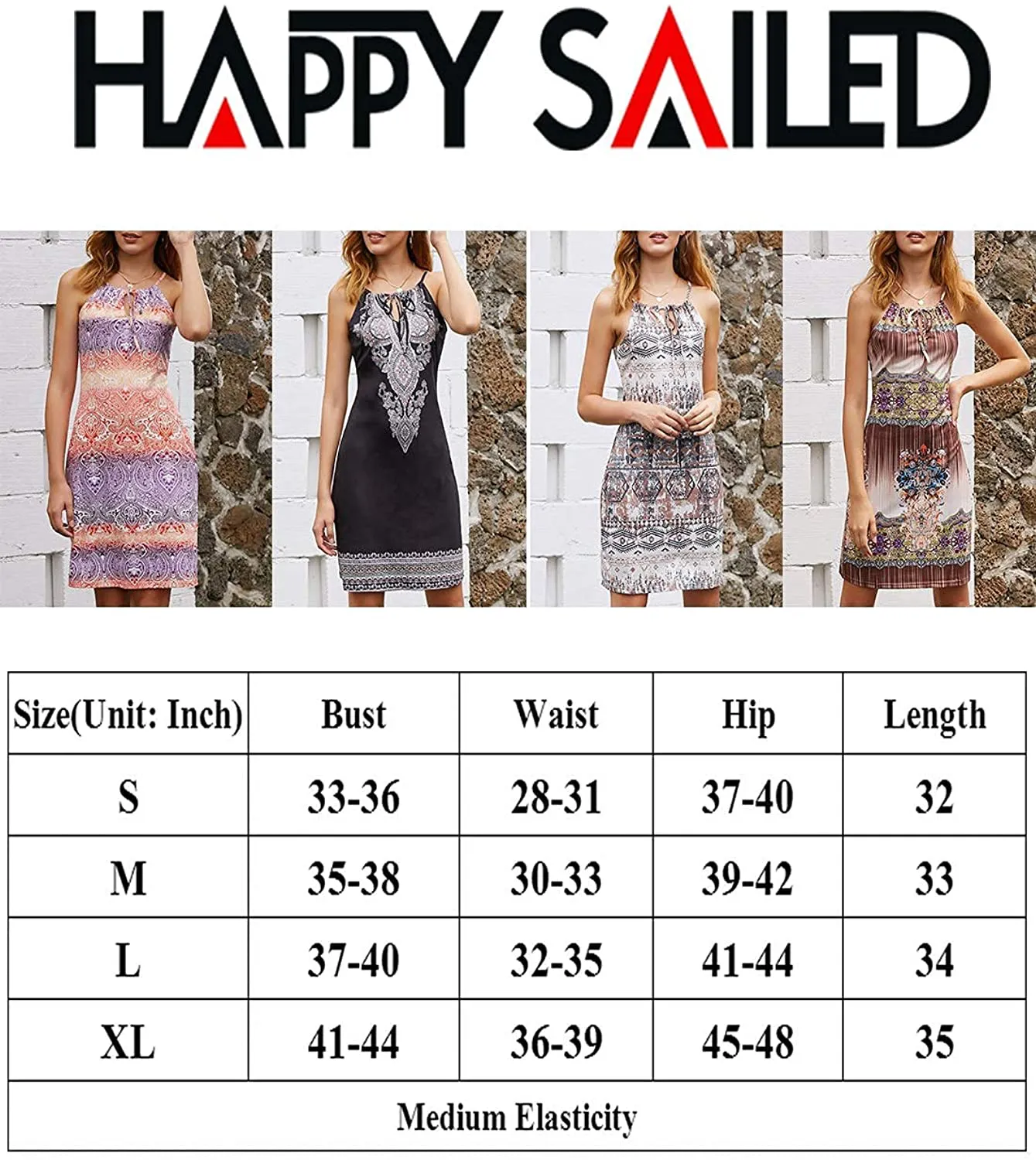 Happy Sailed Women Summer Halter Neck Dress Floral Print Bohemian Beach Dresses S-XL