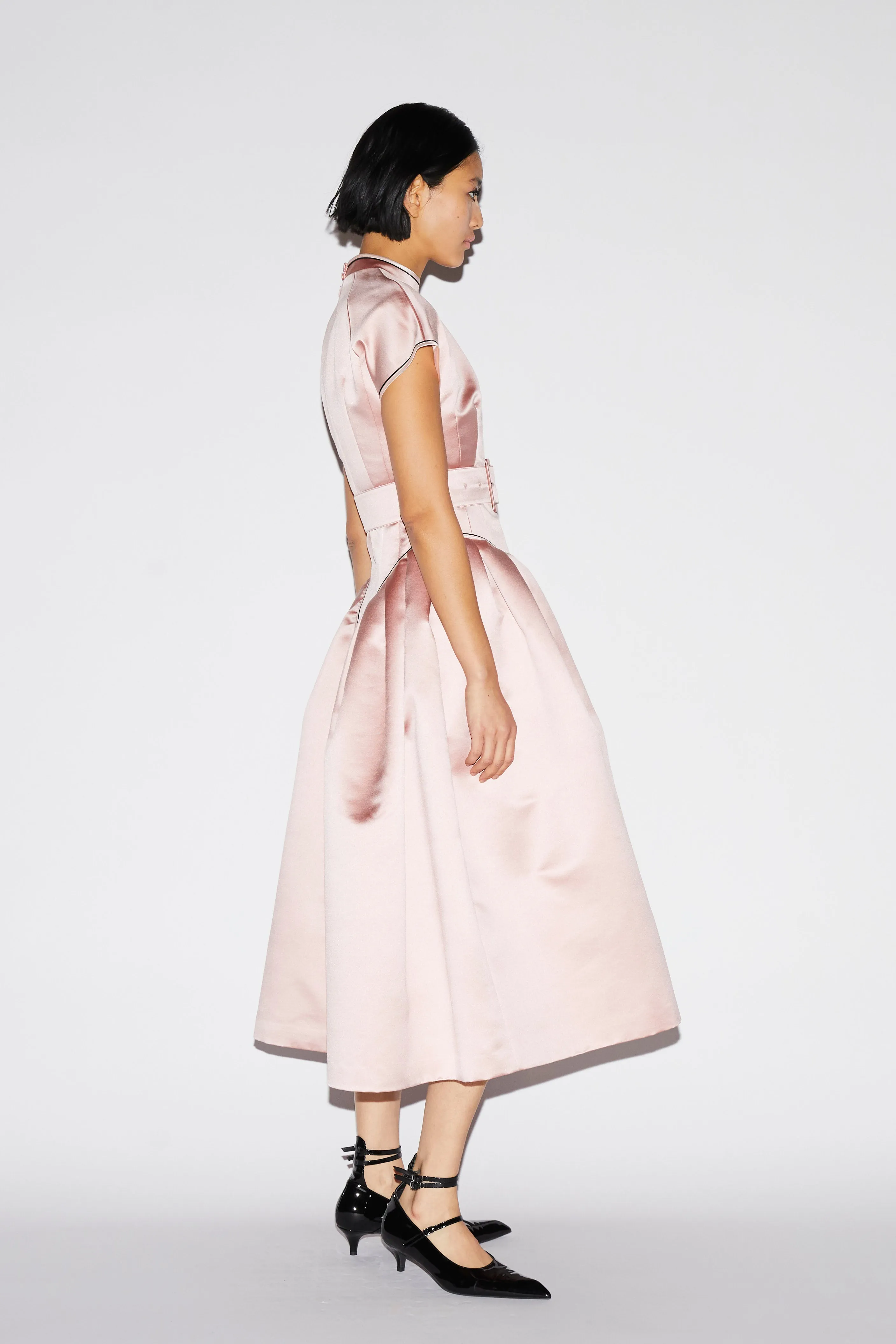 HUANG DRESS PINK SATIN