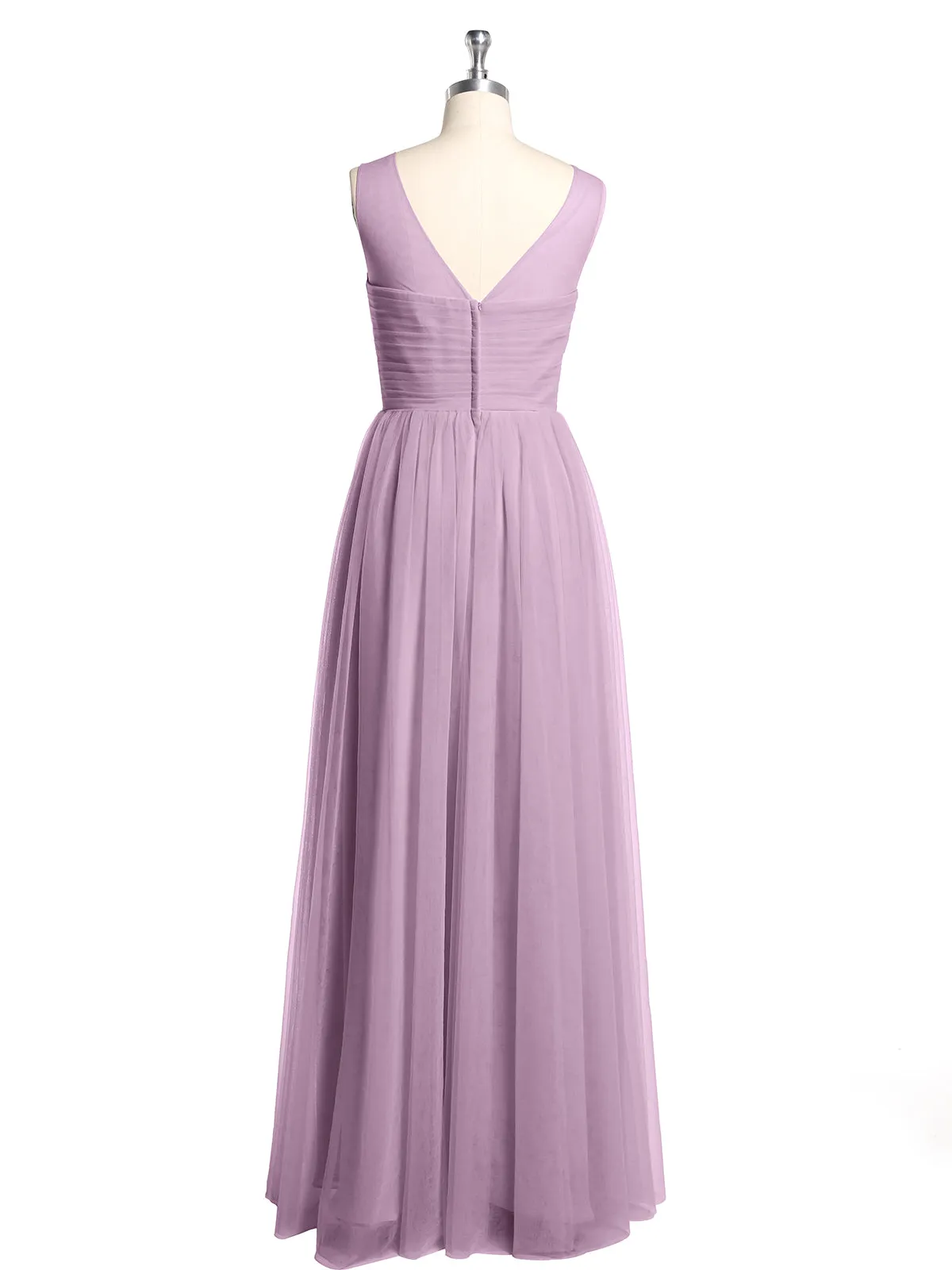 Illusion Neck Cross Tulle Bridesmaid Dresses-Wisteria Plus Size