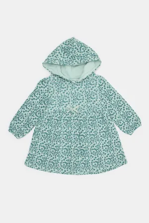 Infant Girls Green Hooded Sweat Dress