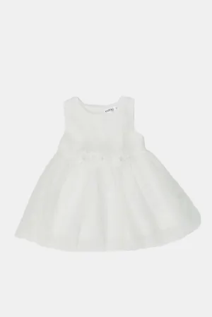 Infant Girls White Flower Embroidered Dress