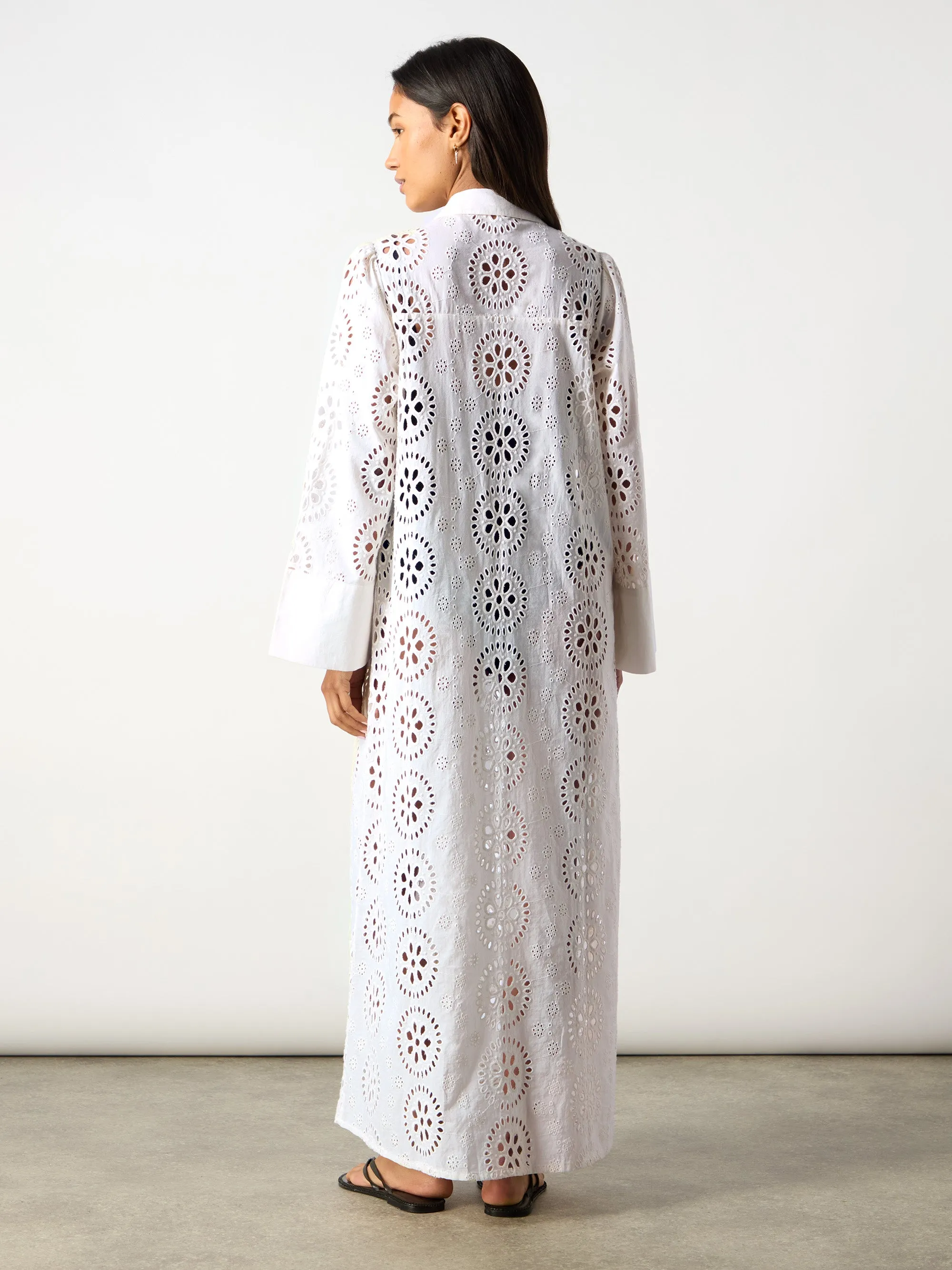 Ivory Broderie Shirt Maxi Dress