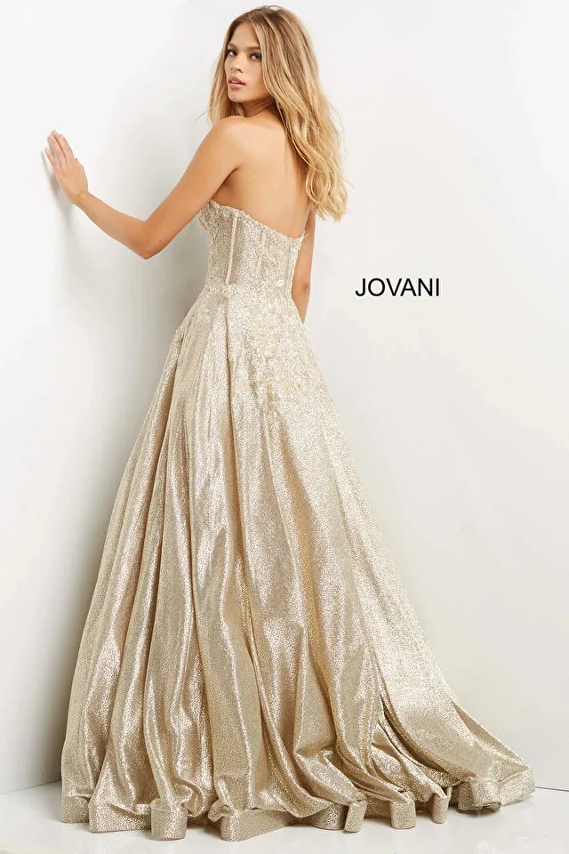 Jovani 07497 Strapless A-Line Corset Bodice Ballgown - Special Occasion/Curves