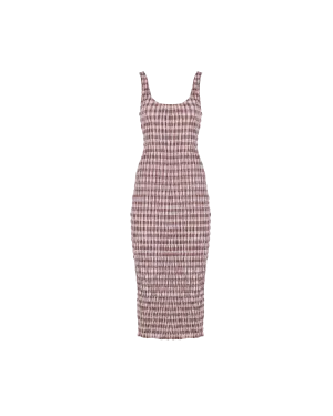 KLEIN GINGHAM MIDI DRESS LILAC GINGHAM