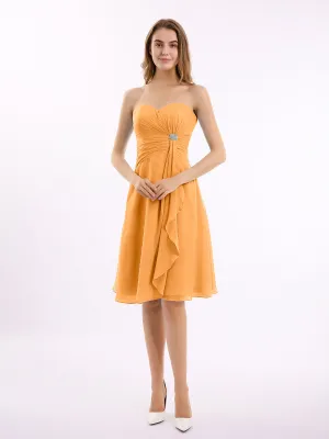 Knee Length Chiffon Dress with Sweetheart Neck-Tangerine Plus Size