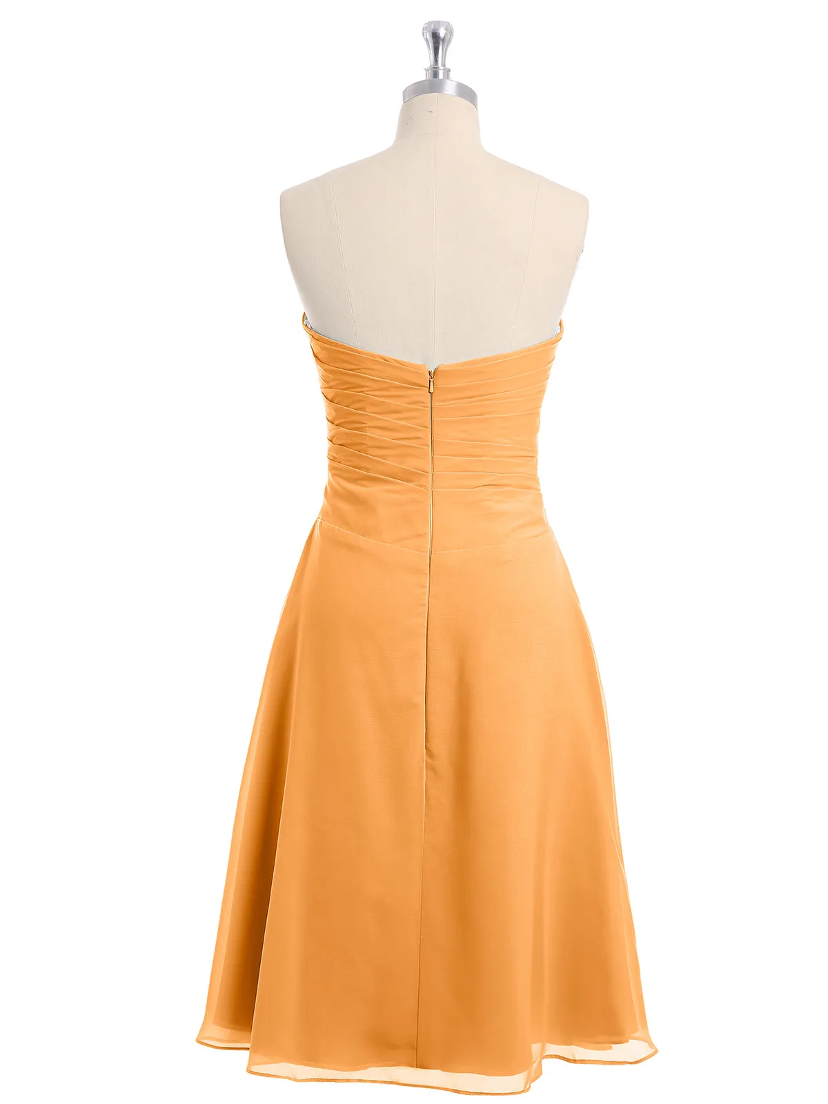 Knee Length Chiffon Dress with Sweetheart Neck-Tangerine Plus Size