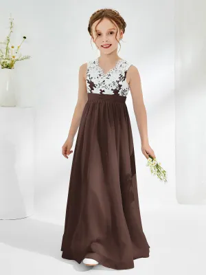 Lace Top Junior Bridesmaid Dresses Chocolate