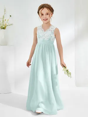 Lace Top Junior Bridesmaid Dresses Mist