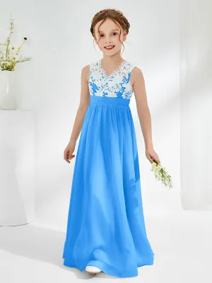 Lace Top Junior Bridesmaid Dresses Ocean Blue