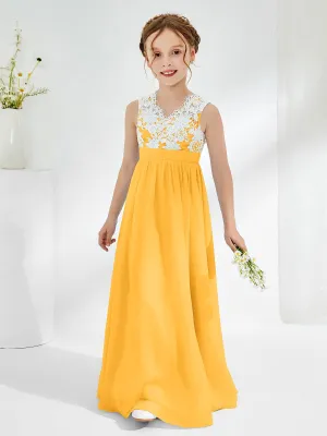 Lace Top Junior Bridesmaid Dresses Tangerine