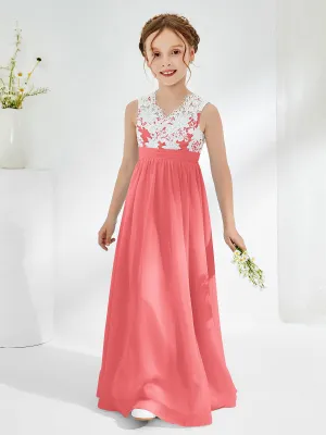 Lace Top Junior Bridesmaid Dresses Watermelon