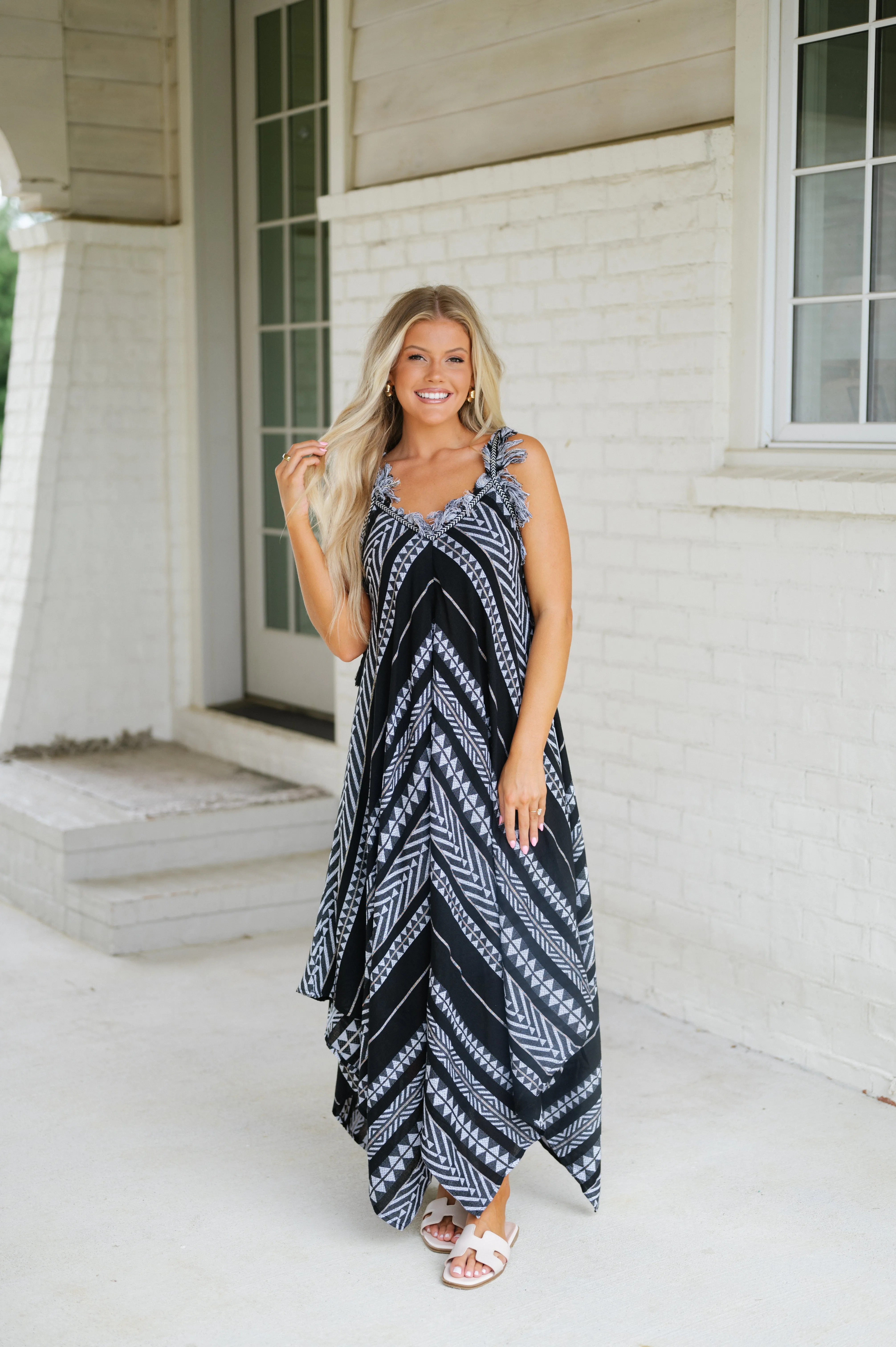 Lori Printed Midi Dress-Black Multi