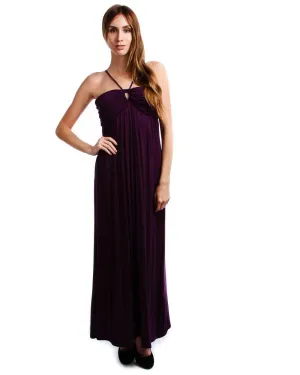 Maxi Dress Strapless Open Back Tie Purple