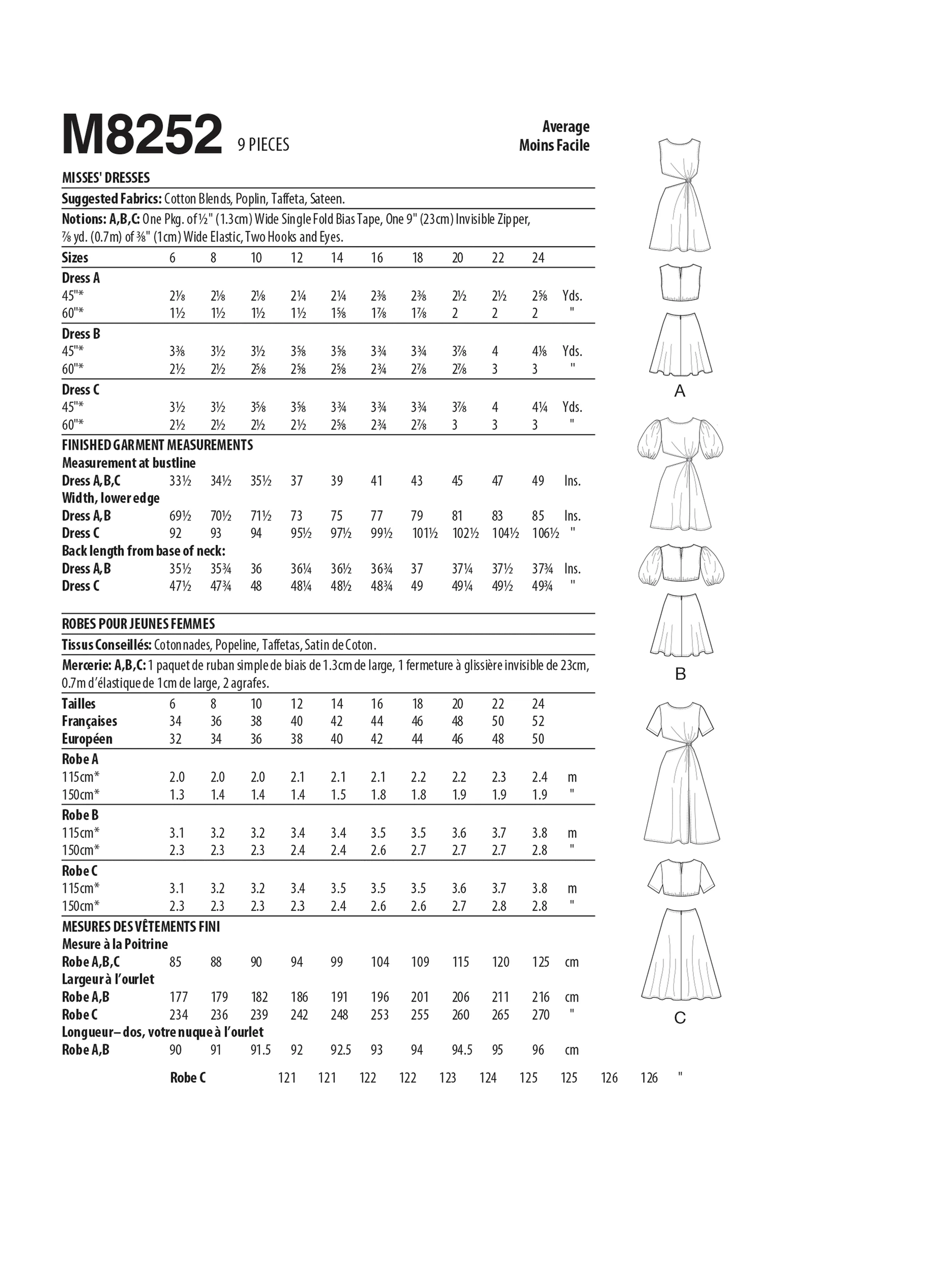 McCall's Pattern M8252 Misses' Dresses