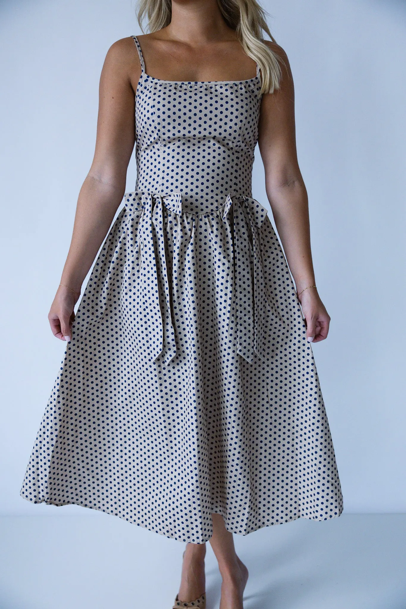 Navy Polka Dot Bow Dress