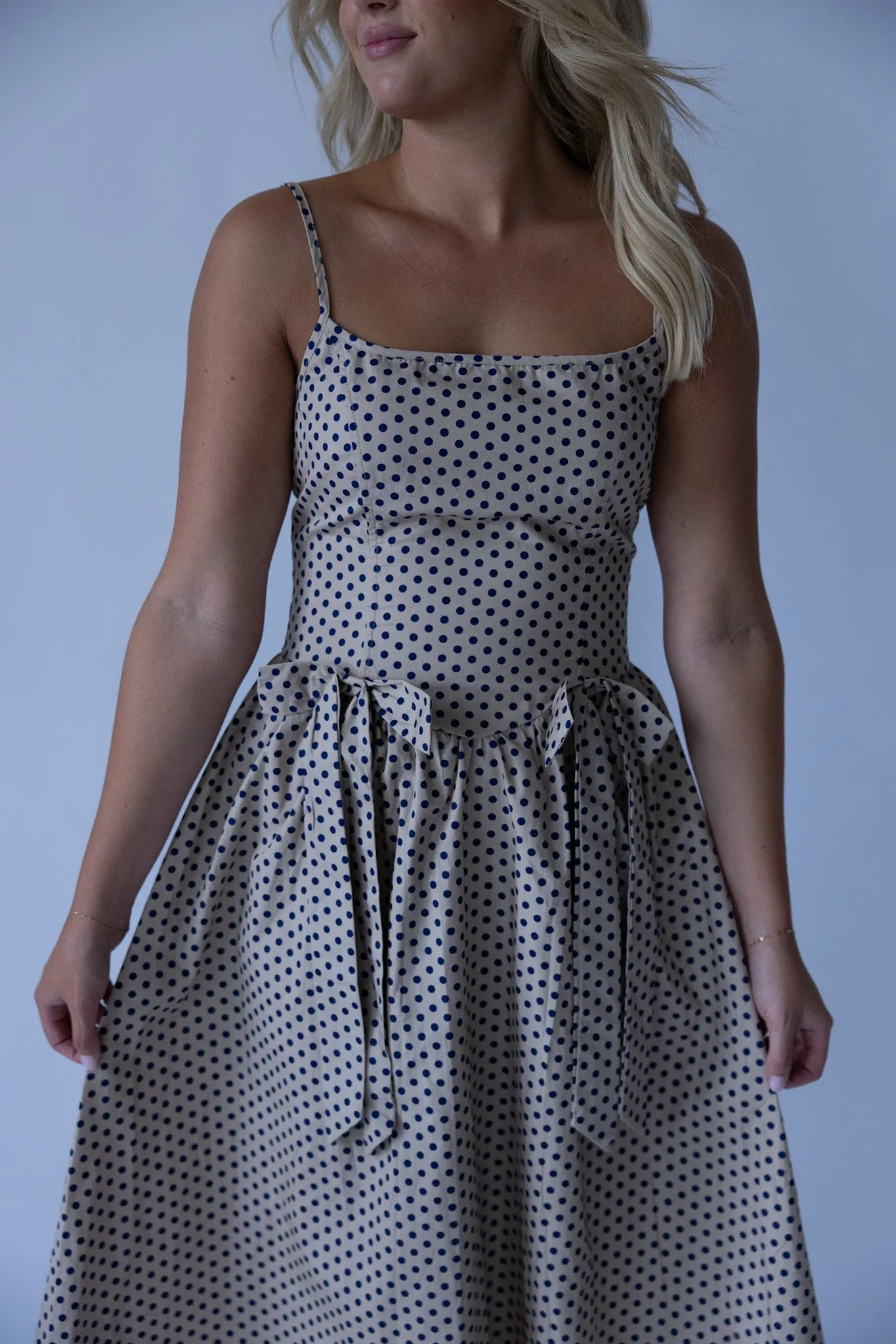 Navy Polka Dot Bow Dress