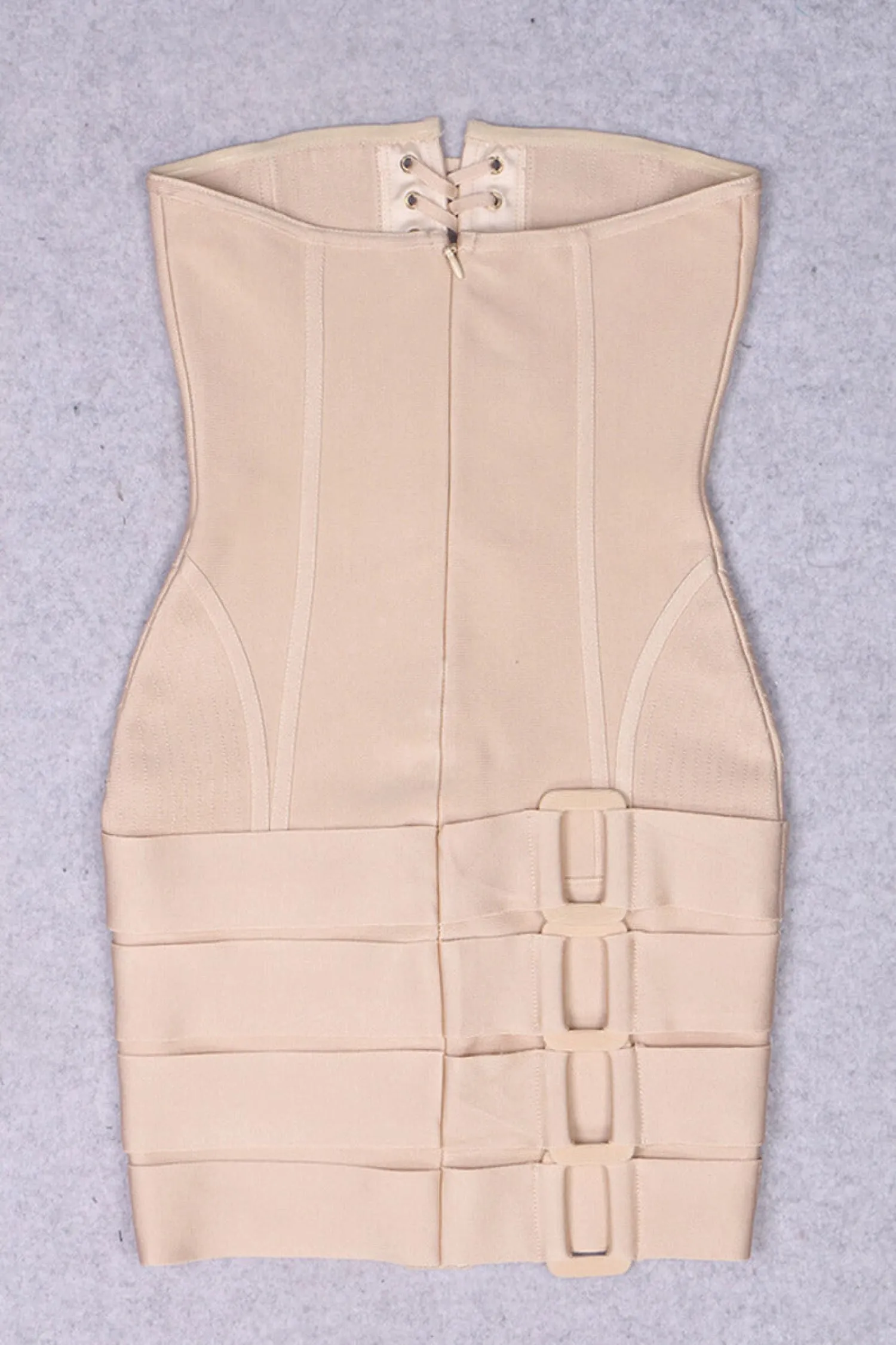 Nude Bandage Strapless Corset Mini Dress