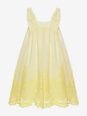 Patachou Girls Lace Trim Sleeveless Dress in Yellow