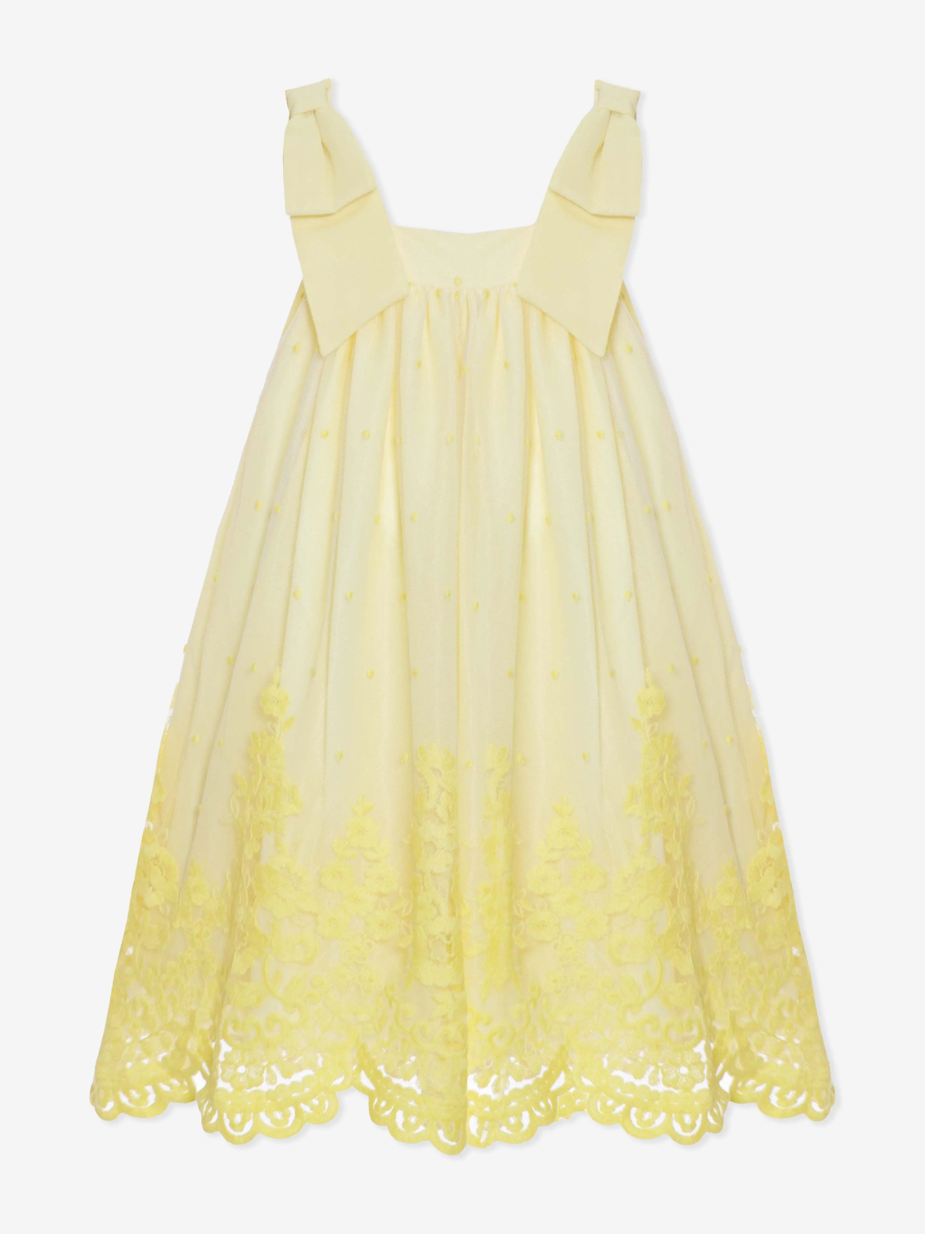 Patachou Girls Lace Trim Sleeveless Dress in Yellow