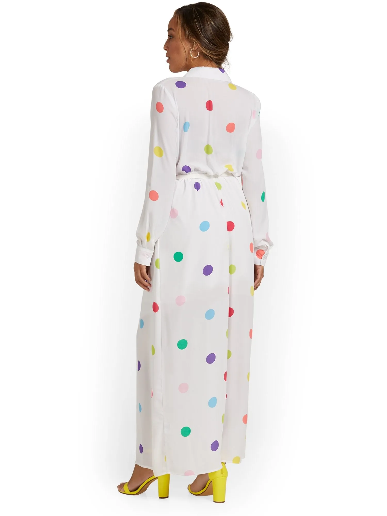 Polka-Dot Maxi Shirtdress