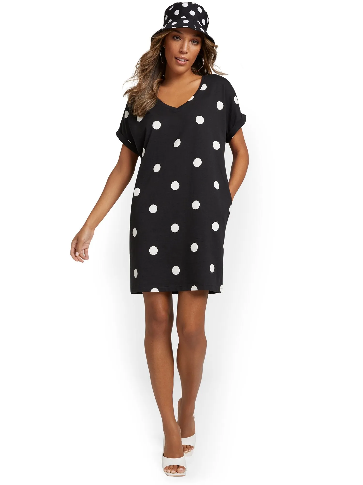 Polka-Dot V-Neck Perfect Tee Dress