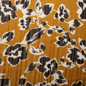 Printed polyester - MARCELINE - Tropical leafs - Topaz