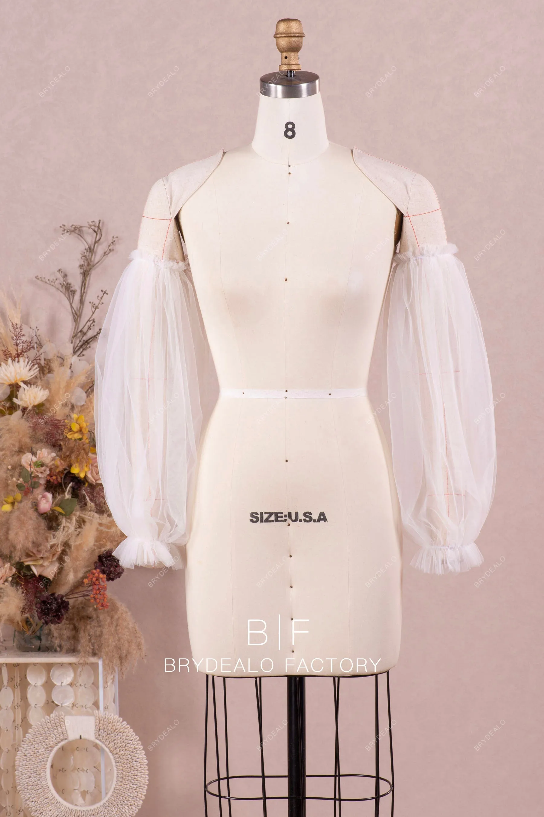 Romantic Ethereal Tulle Long Bubble Sleeve for Wedding