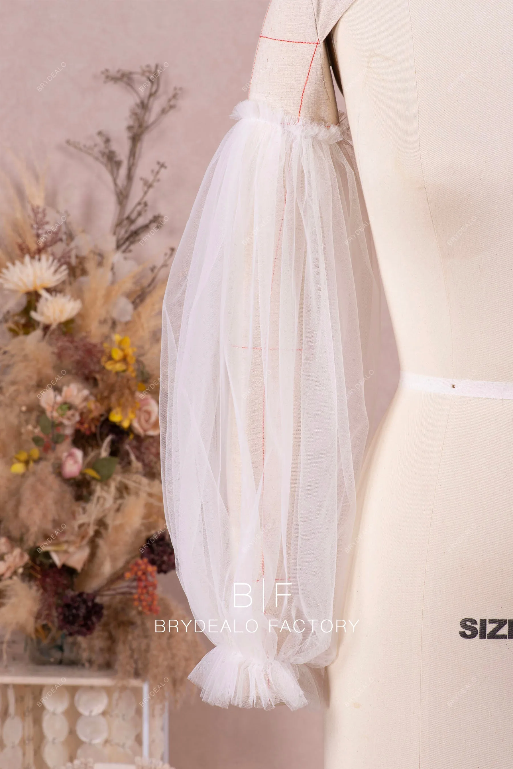 Romantic Ethereal Tulle Long Bubble Sleeve for Wedding