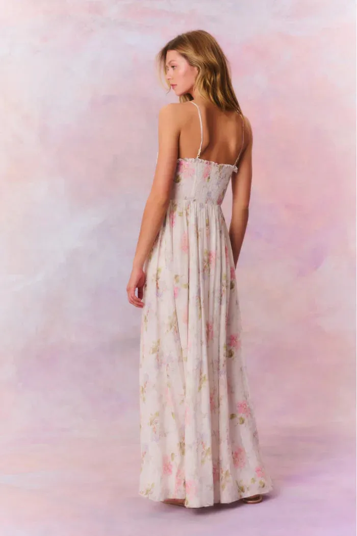 Santee Lurex Chiffon Floral Maxi Dress - Pearl Drop [LoveShackFancy]