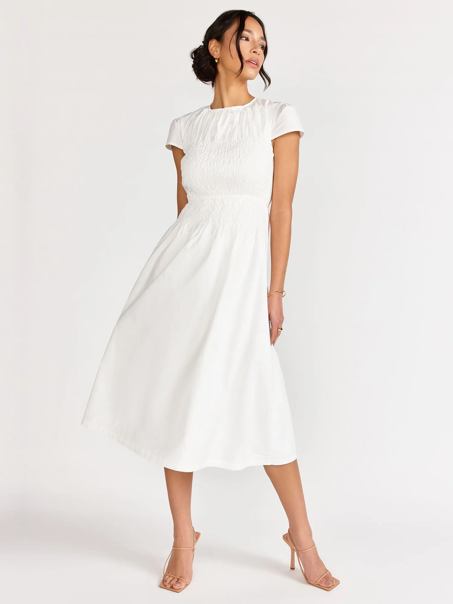 Short-Sleeve Smocked Maxi Dress - Lena