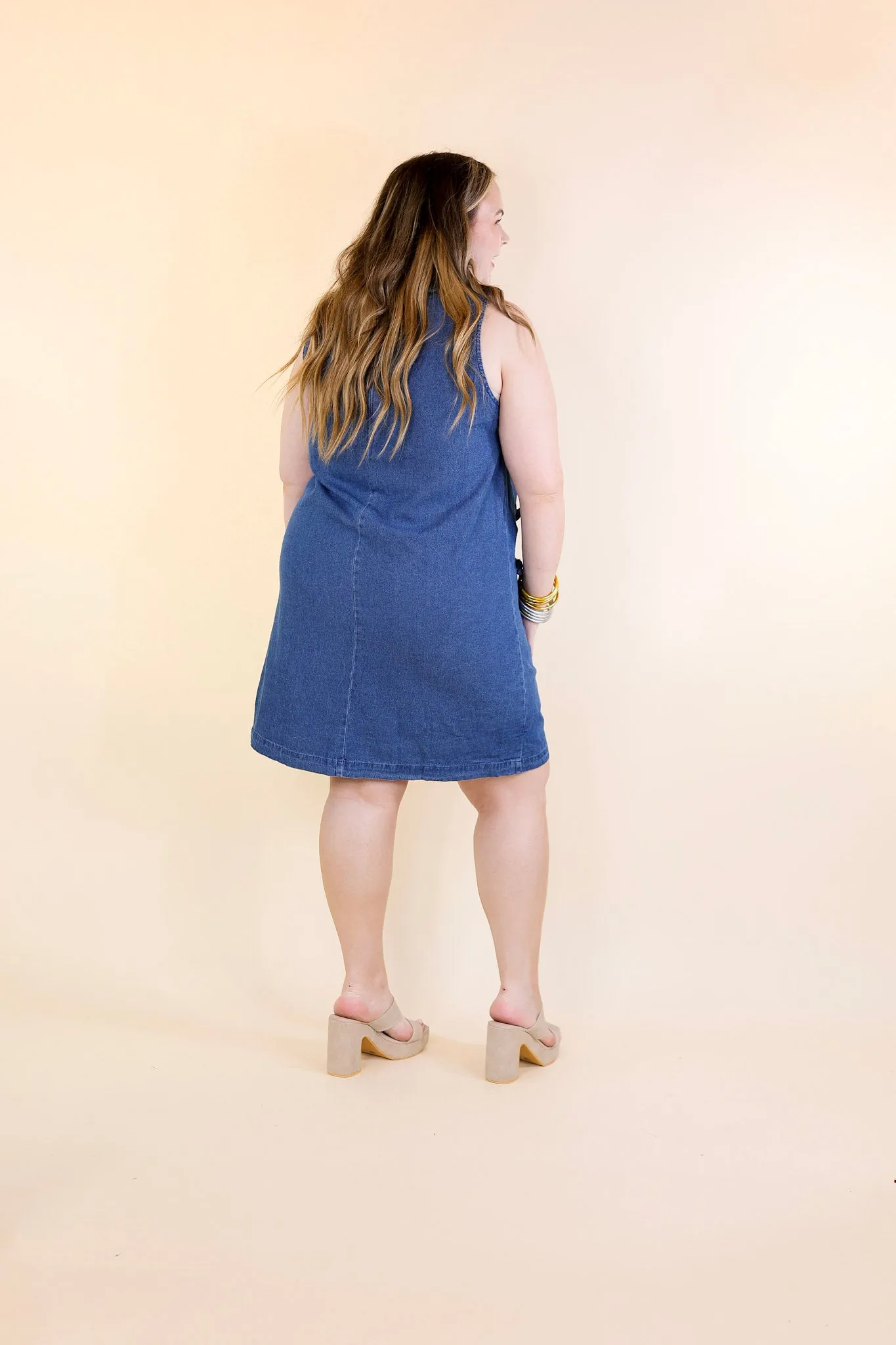 Simple Serenity Denim Dress with Braided Detailing