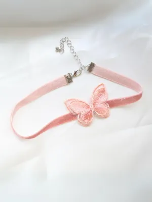 So Delicate Pink Butterfly Choker Necklace