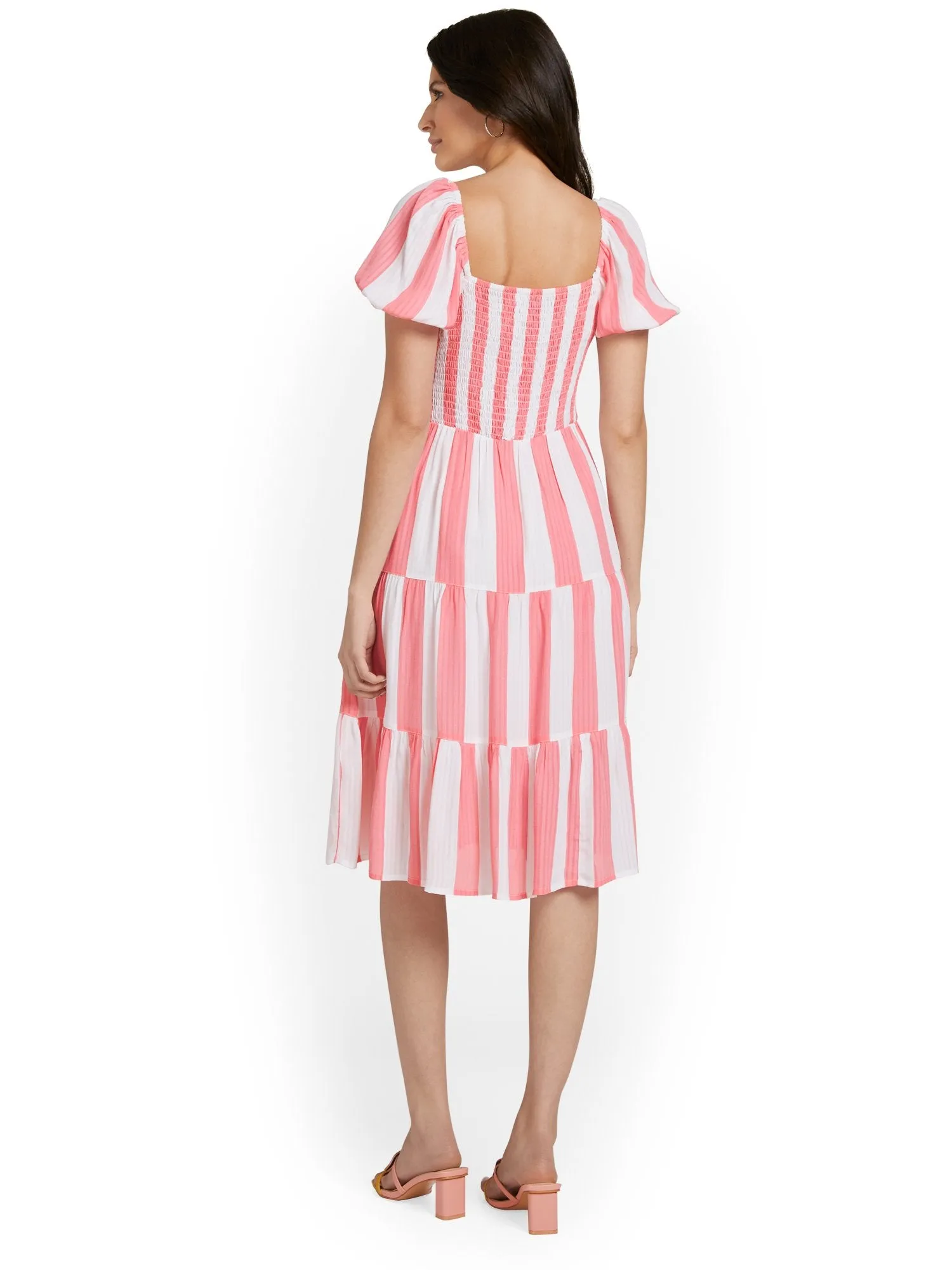 Striped Smock-Front Dress