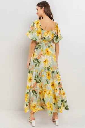 Sunny Days Balloon Sleeve Maxi Dress