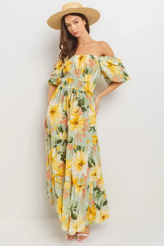 Sunny Days Balloon Sleeve Maxi Dress