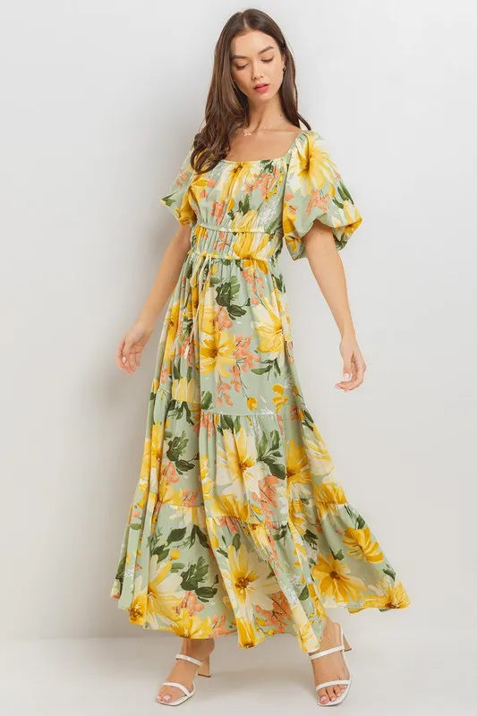 Sunny Days Balloon Sleeve Maxi Dress