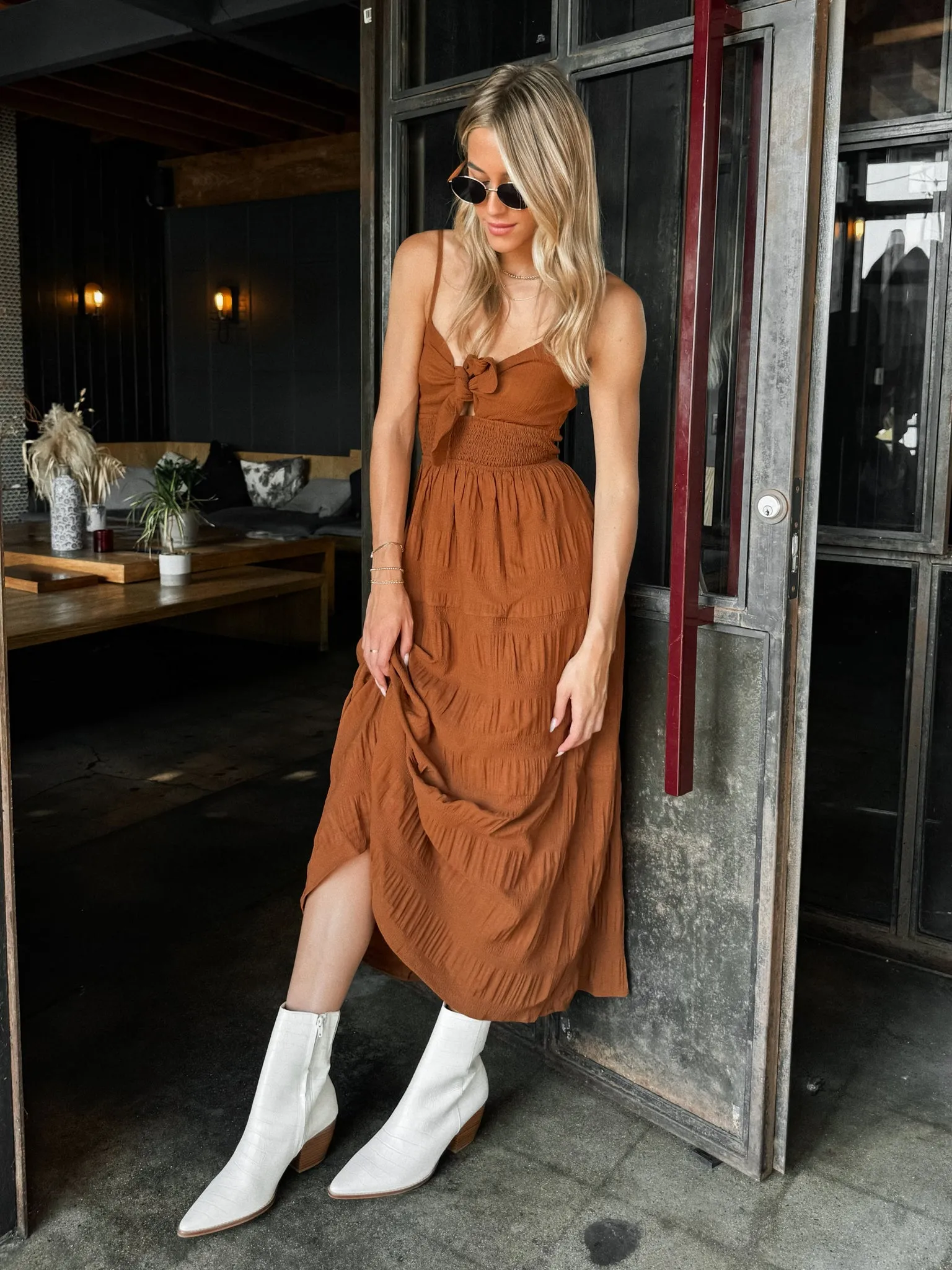 Terracotta Crinkle Maxi Dress