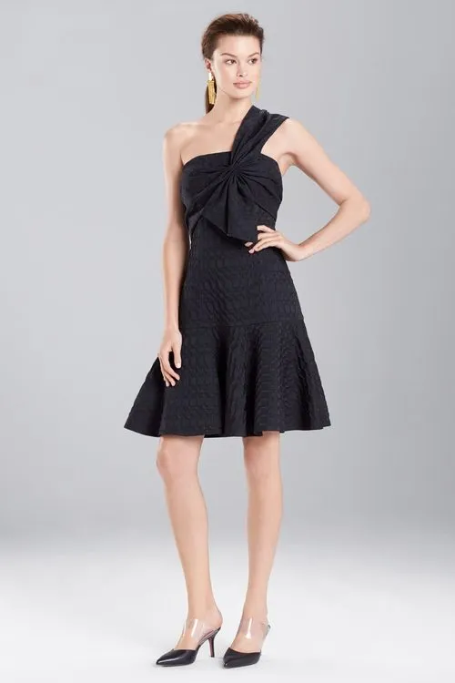 Texture Geo Jacquard One-Shoulder Dress