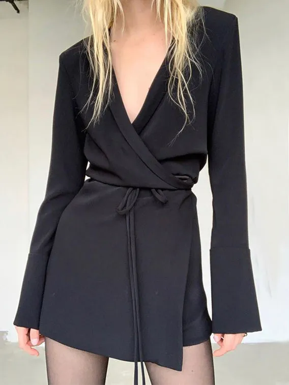 Tied Wrap Graceful Short Shirt Dress