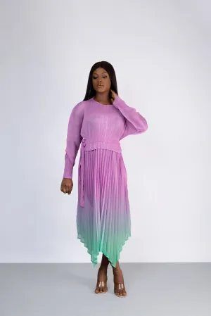 ZAYA ZUKI DRESS- GREEN AND PINK